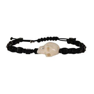 Tateossian London Rope Bracelet White Skull Black Square Knit Wristlet